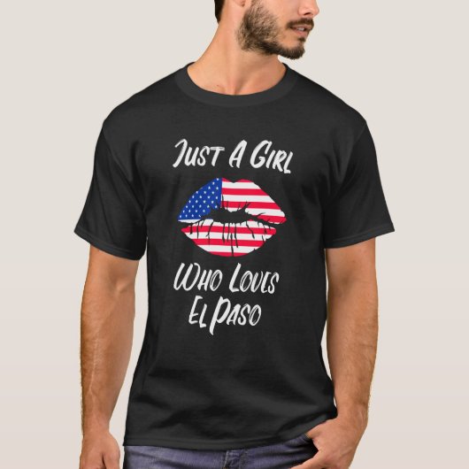 Lips Mouth Love American Flag El Paso T-Shirt (Vorderseite)