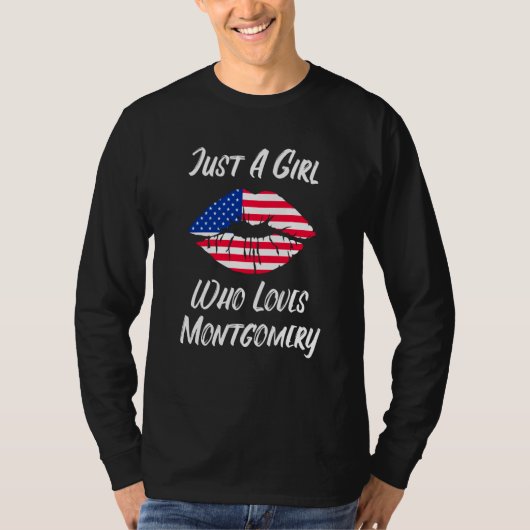 Lips Mouth Love American Flag Montgomery T-Shirt (Vorderseite)