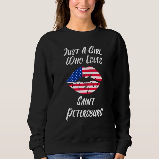 Lips Mouth Love American Flag Saint Petersburg Sweatshirt (Vorderseite)