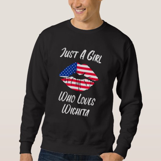 Lips Mouth Love American Flag Wichita Sweatshirt (Vorderseite)