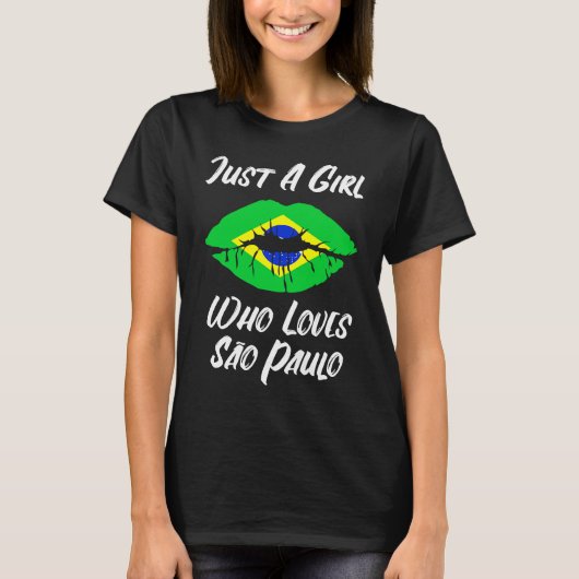 Lips Mouth Love Brazilian Flag Sao Paulo T-Shirt (Vorderseite)