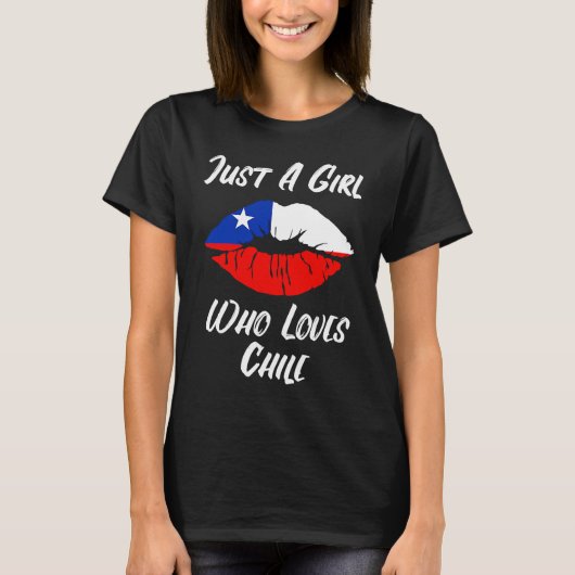 Lips Mouth Love Chillean Flag Chile T-Shirt (Vorderseite)