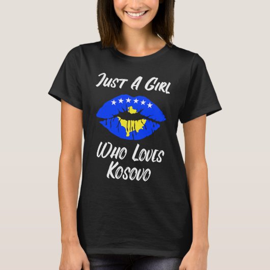 Lips Mouth Love Flag Kosovo T-Shirt (Vorderseite)