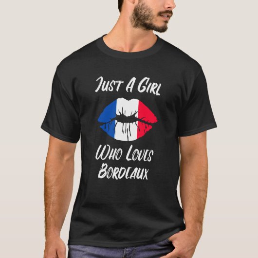 Lips Mouth Love French Flag Bordeaux T-Shirt (Vorderseite)