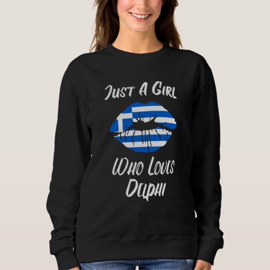 Lips Mouth Love Greek Flag Delphi Sweatshirt (Vorderseite)