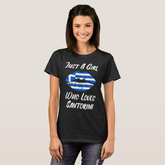 Lips Mouth Love Greek Flag Santorini T-Shirt (Vorne ganz)