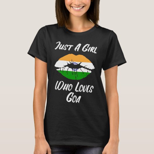 Lips Mouth Love Indian Flag Goa T-Shirt (Vorderseite)