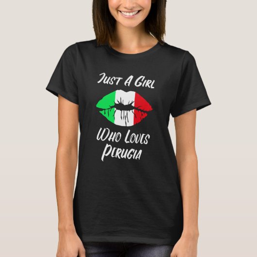 Lips Mouth Love Italian Flag Perugia T-Shirt (Vorderseite)