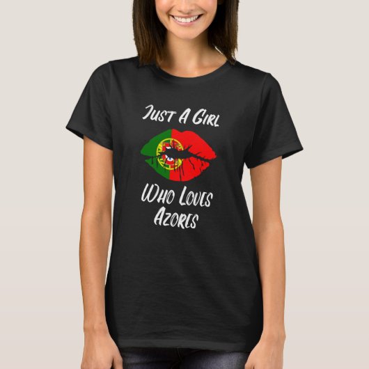 Lips Mouth Love Portuguese Flag Azores T-Shirt (Vorderseite)