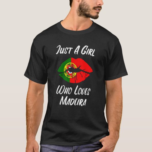 Lips Mouth Love Portuguese Flag Madeira T-Shirt (Vorderseite)