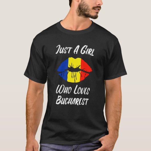 Lips Mouth Love Romanian Flag Bukarest T-Shirt (Vorderseite)