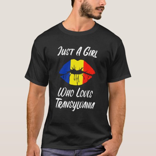 Lips Mouth Love Romanian Flag Transsylvania T-Shirt (Vorderseite)