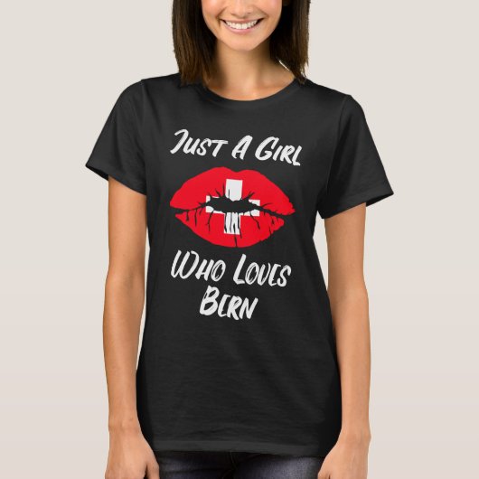 Lips Mouth Love Switzerland Flag Bern T-Shirt (Vorderseite)