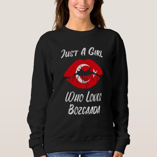 Lips Mouth Love Turkish Flag Bozcaada Sweatshirt (Vorderseite)