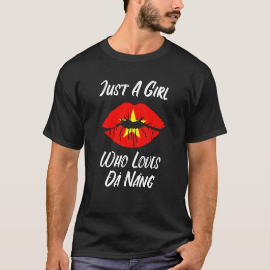 Lips Mouth Love Vietnamese Flag Dan Nang T-Shirt (Vorderseite)