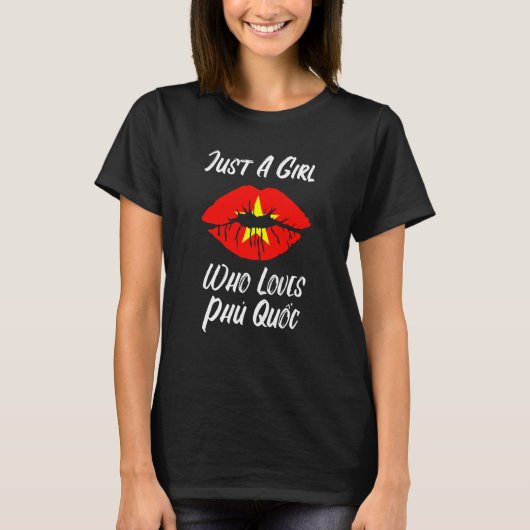 Lips Mouth Love Vietnamese Flag Phu Quoc T-Shirt (Vorderseite)