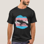 Lips Mouth Trans Support Rosa blaue Markierung Str T-Shirt (Vorderseite)