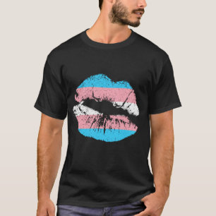 Lips Mouth Trans Support Rosa blaue Markierung Str T-Shirt