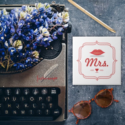 Lips Mrs. Hipster Vintag Retro Bride Fliese