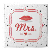 Lips Mrs. Hipster Vintag Retro Bride Fliese (Vorderseite)