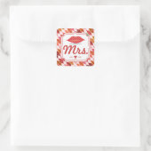 Lips Mrs. Hipster Vintag Retro Bride Quadratischer Aufkleber (Tasche)