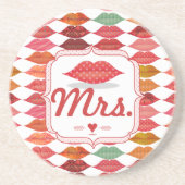 Lips Mrs. Hipster Vintag Retro Bride Sandstein Untersetzer (Vorne)