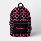Lips Pattern Cute Pink & Black Bedruckter Rucksack (Vorderseite)