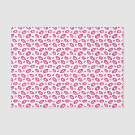 Lips Pattern Pink & White Seidenpapier (Vorderseite)