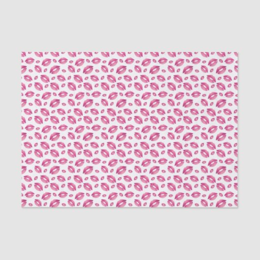 Lips Pattern Pink & White Seidenpapier (Vorderseite)