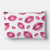 Lips Pattern Pink & White Zubehörtasche (Rückseite)