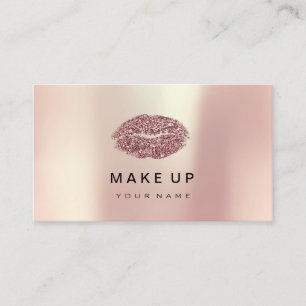 Lips Pink Rose Gold Metallischer Glitzer Visitenkarte