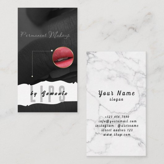 Lips PMU Microblading Henna Salon Business Card Visitenkarte (Vorne/Hinten)