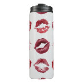Lips Print Pattern – Chic Kiss Beauty Design Thermosbecher (Vorderseite)