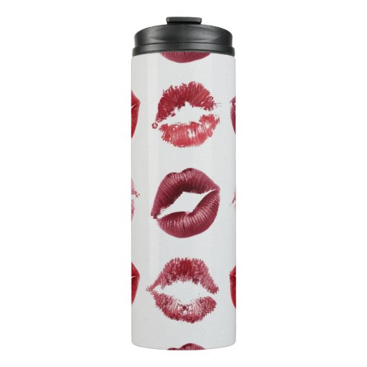 Lips Print Pattern – Chic Kiss Beauty Design Thermosbecher (Vorderseite)
