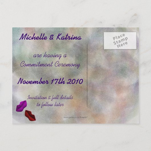 Lips Save the Date Verpflichtungsfeier Ankündigungspostkarte (Rückseite)