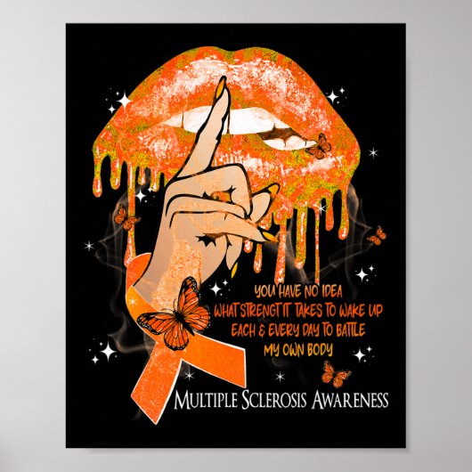 Lips Schmetterlinge Frauen Multiple Sklerose Aware Poster (Vorne)