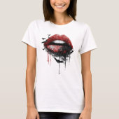 Lips with Black Lace and Bats T-Shirt (Vorderseite)