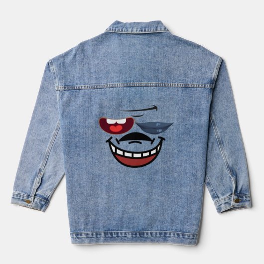 Lips & Zähne Harmonie: Einzigartiges Emoji-Design Jeansjacke (Rückseite)