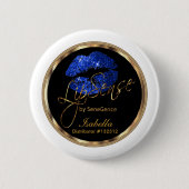 Lipsense - Blauer Glitzer auf Schwarz und Weiß Button (Vorderseite)