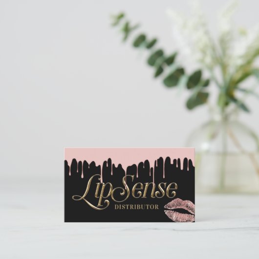 LipSense-Distributor 3D-Script-Rose Gold-Dripping Visitenkarte (Stehend Vorderseite)