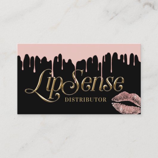 LipSense-Distributor 3D-Script-Rose Gold-Dripping Visitenkarte (Vorderseite)