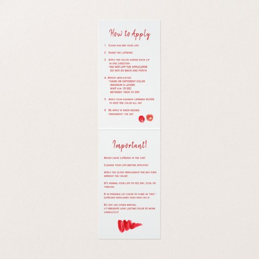 LipSense Distributor Aquarellgoldpinsel Visitenkarten (Innenseite Aufgefaltet)