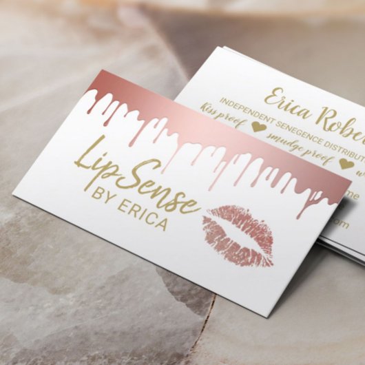 Lipsense Distributor Rose Gold Dripping Makeup Visitenkarte