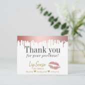 LipSense Distributor Rose Gold Dripping Vielen Dan Postkarte (Stehend Vorderseite)