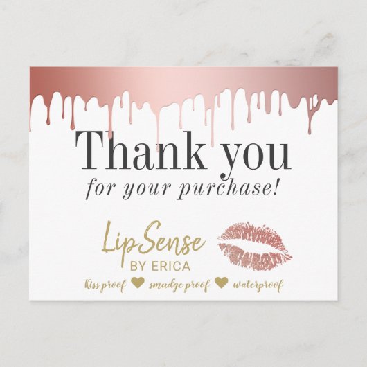 LipSense Distributor Rose Gold Dripping Vielen Dan Postkarte (Vorderseite)