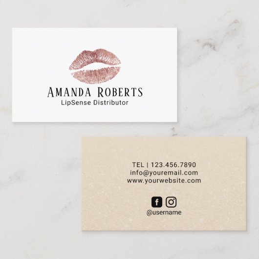 Lipsense Distributor Rose Gold Lips Visitenkarte (Vorne/Hinten)