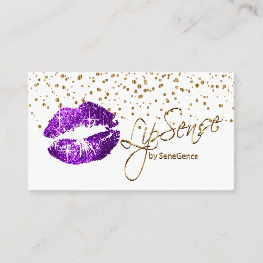 Lipsense Gold Confetti und Lila Lippen Visitenkarte (Vorderseite)