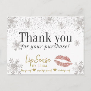 LipSense Rose Gold Lips Schneeflocken Danke Postkarte