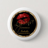 Lipsense - Roter Glitzer auf schwarz und weiß Button (Vorderseite)