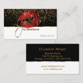 Lipsense Roter Glitzer Lippen auf Weiß und Schwarz Visitenkarte (Vorne/Hinten)